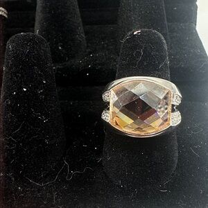 Silver .925 Ring with Smoky Topaz Faceted Stone - Women Jewelry